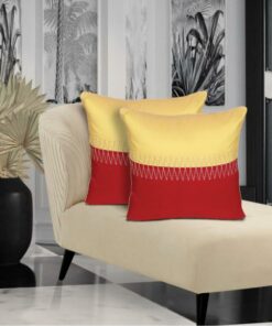 Home9ine Embroidery Yellow & Fuchsia Color Polyester Cushion Covers (60*60cm Pack of 2)