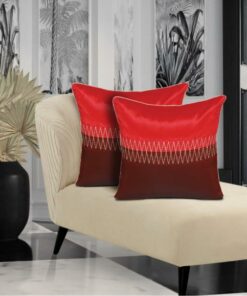 Home9ine Embroidery Maroon & Red Color Polyester Cushion Covers (60*60cm Pack of 2)