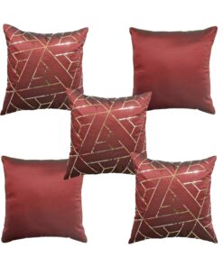 Home9ine Triangles Burgundy Gold Sequin Cushion Covers Size - 40x40 (Pack of 5)