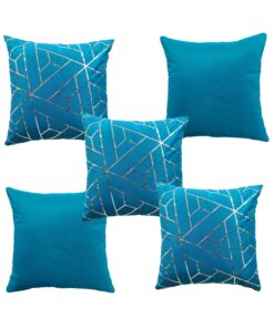 Home9ine Triangles Turqoise Silver Sequin Cushion Covers Size - 40x40 (Pack of 5)
