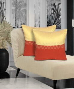 Home9ine Embroidery Yellow & Orange Color Polyester Cushion Covers (60*60cm Pack of 2)