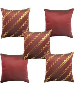 Home9ine Zig -Zag Burgundy Gold Sequin Cushion Covers Size - 40x40 (Pack of 5)