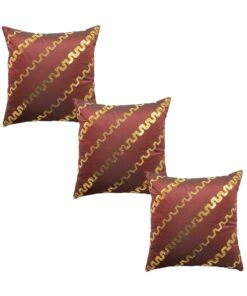 Home9ine Zig -Zag Burgundy Gold Sequin Cushion Covers Size - 40x40 (Pack of 3)