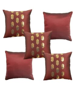 Home9ine Dots Burgundy Gold Sequin Cushion Covers Size - 40x40 (Pack of 5)