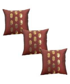 Home9ine Dots Burgundy Gold Sequin Cushion Covers Size - 40x40 (Pack of 3)