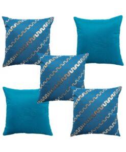 Home9ine Zig -Zag Turqoise Silver Sequin Cushion Covers Size - 40x40 (Pack of 5)