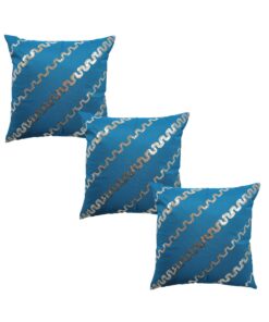 Home9ine Zig -Zag Turqoise Silver Sequin Cushion Covers Size - 40x40 (Pack of 3)