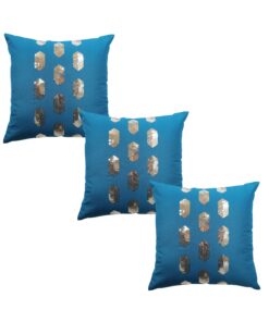 Home9ine Dots Turqoise Silver Sequin Cushion Covers Size - 40x40 (Pack of 3)