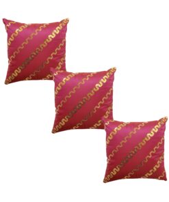 Home9ine Zig -Zag Fuchsia Gold Sequin Cushion Covers Size - 40x40 (Pack of 3)