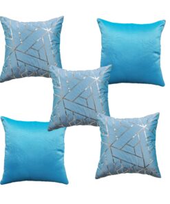 Home9ine Triangles Blue Silver Sequin Cushion Covers Size - 40x40 (Pack of 5)