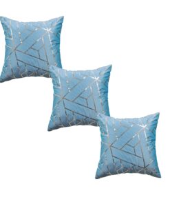 Home9ine Triangles Blue Silver Sequin Cushion Covers Size - 40x40 (Pack of 3)