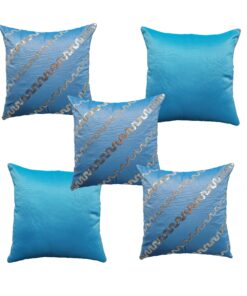Home9ine Zig -Zag Blue Silver Sequin Cushion Covers Size - 40x40 (Pack of 5)