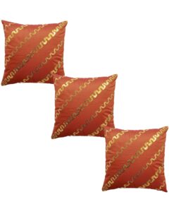Home9ine Zig -Zag Rust Gold Sequin Cushion Covers Size - 40x40 (Pack of 3)
