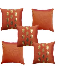 Home9ine Dots Rust Gold Sequin Cushion Covers Size - 40x40 (Pack of 5)