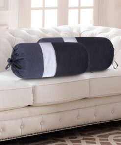 HOME9INE Designer Solid Color Striped Bolster Covers Dark Grey and Silver 30x15 Inch - (Pack of 2)