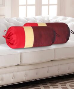 HOME9INE Designer Solid Color Striped Bolster Covers Red 30x15 Inch - (Pack of 2)