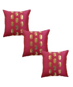 Home9ine Dots Fuchsia Gold Sequin Cushion Covers Size - 40x40 (Pack of 3)