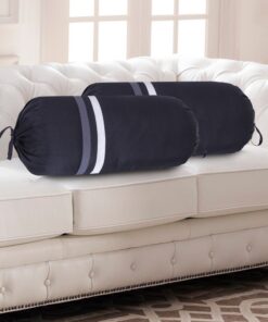 HOME9INE Striped Bolster Covers Dark Grey and Silver 30x15 Inch - (Pack of 2)