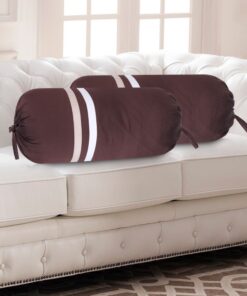 HOME9INE Striped Bolster Covers Chocolate and Beige 30x15 Inch - (Pack of 2)